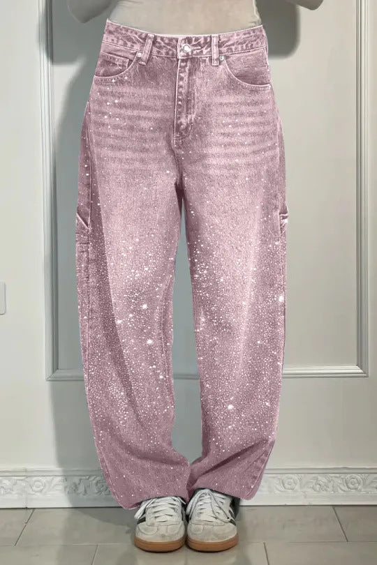 Damen Baggy-Jeans Glitzer Effekt Norvielle