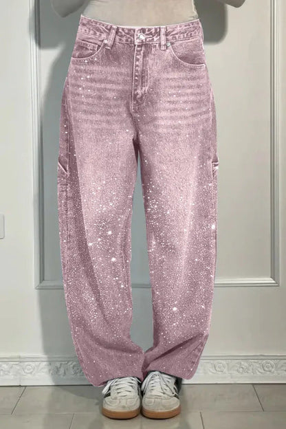 Damen Baggy-Jeans Glitzer Effekt Norvielle