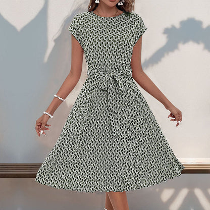 Damen Midikleid Asymmetrischer Saum Dekorativer Gürtel Norvielle