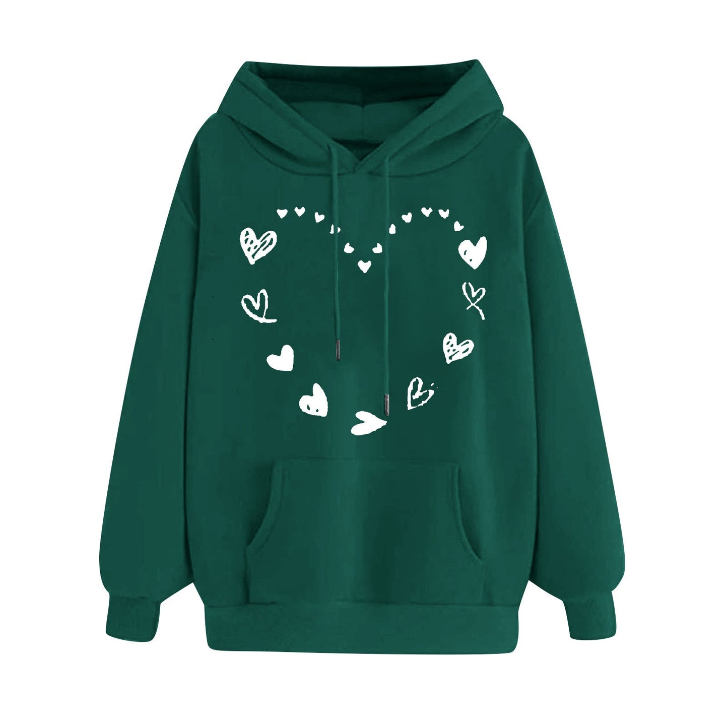 Damen Kapuzensweater Herzmotiv Kängurutasche Norvielle