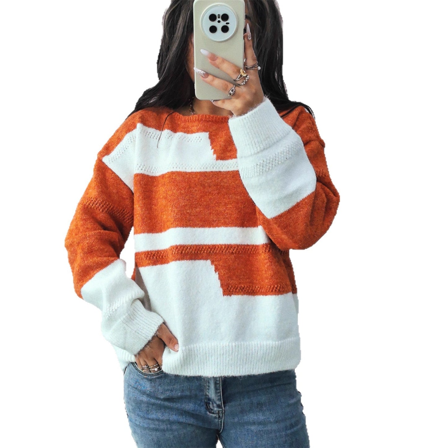 Damen Strickpullover Blockstreifen Norvielle