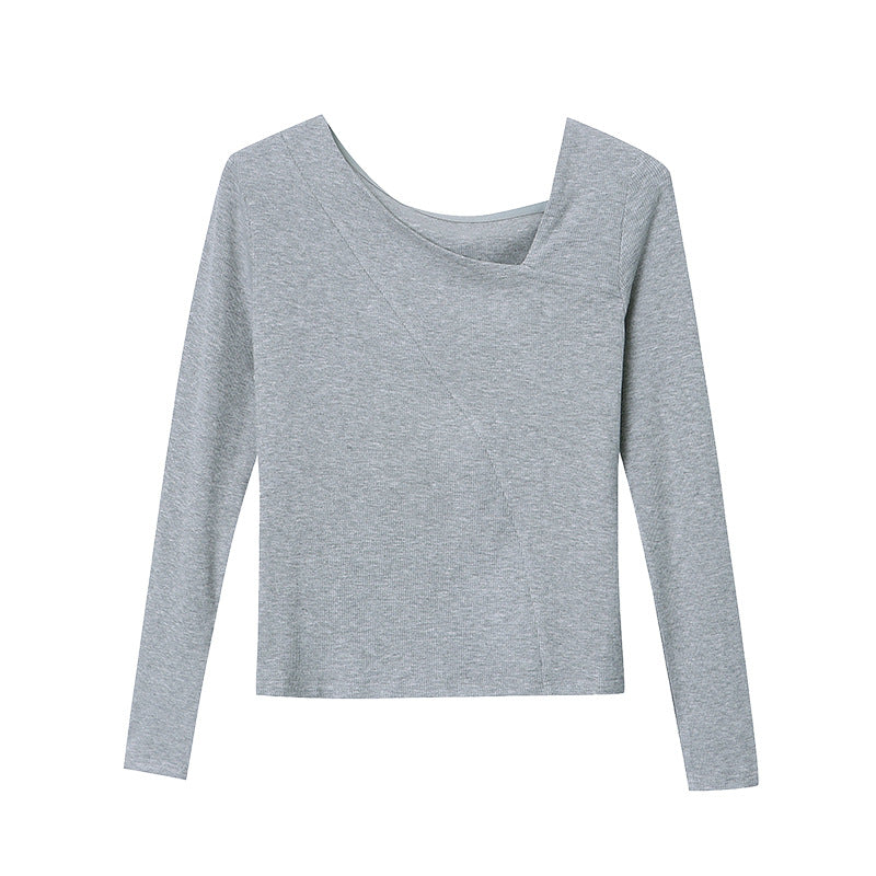 Damen Langarmshirt U-Boot-Ausschnitt Rippstruktur