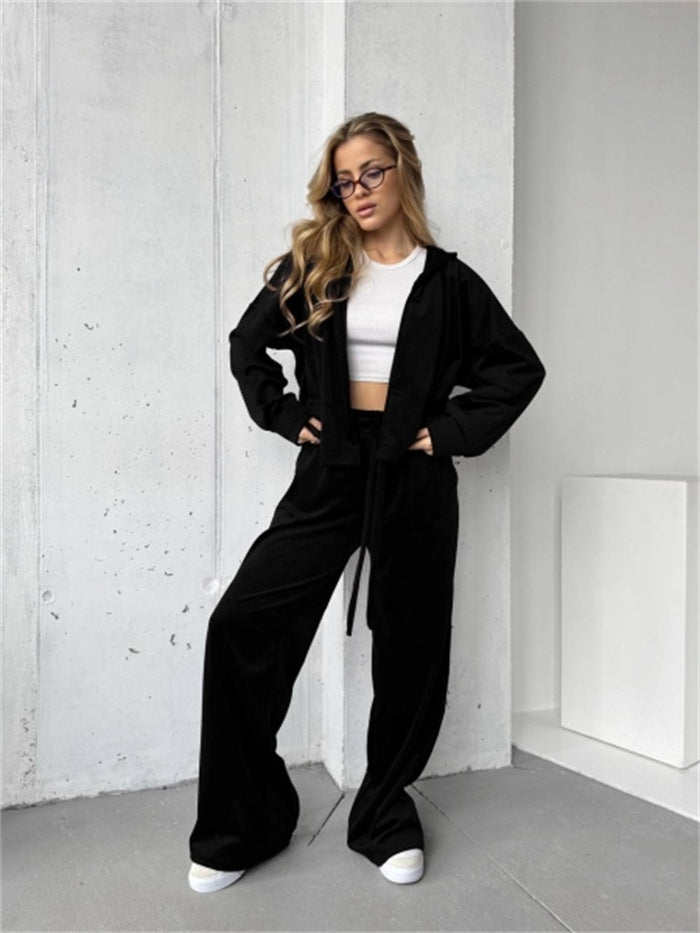 Damen Lounge-Set mit lockerer Jacke und weiten Hosen Norvielle