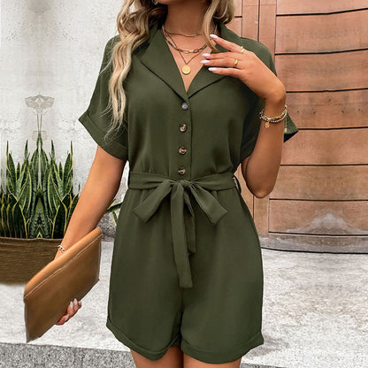 Damen Jumpsuit Weites Modell Mit Taillengürtel