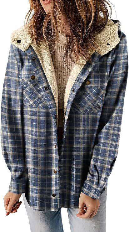 Damen Flanelljacke Gefütterte Kapuze Norvielle