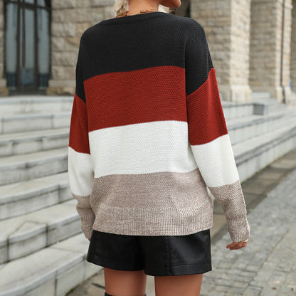 Damen Strickpullover Blockmuster Norvielle