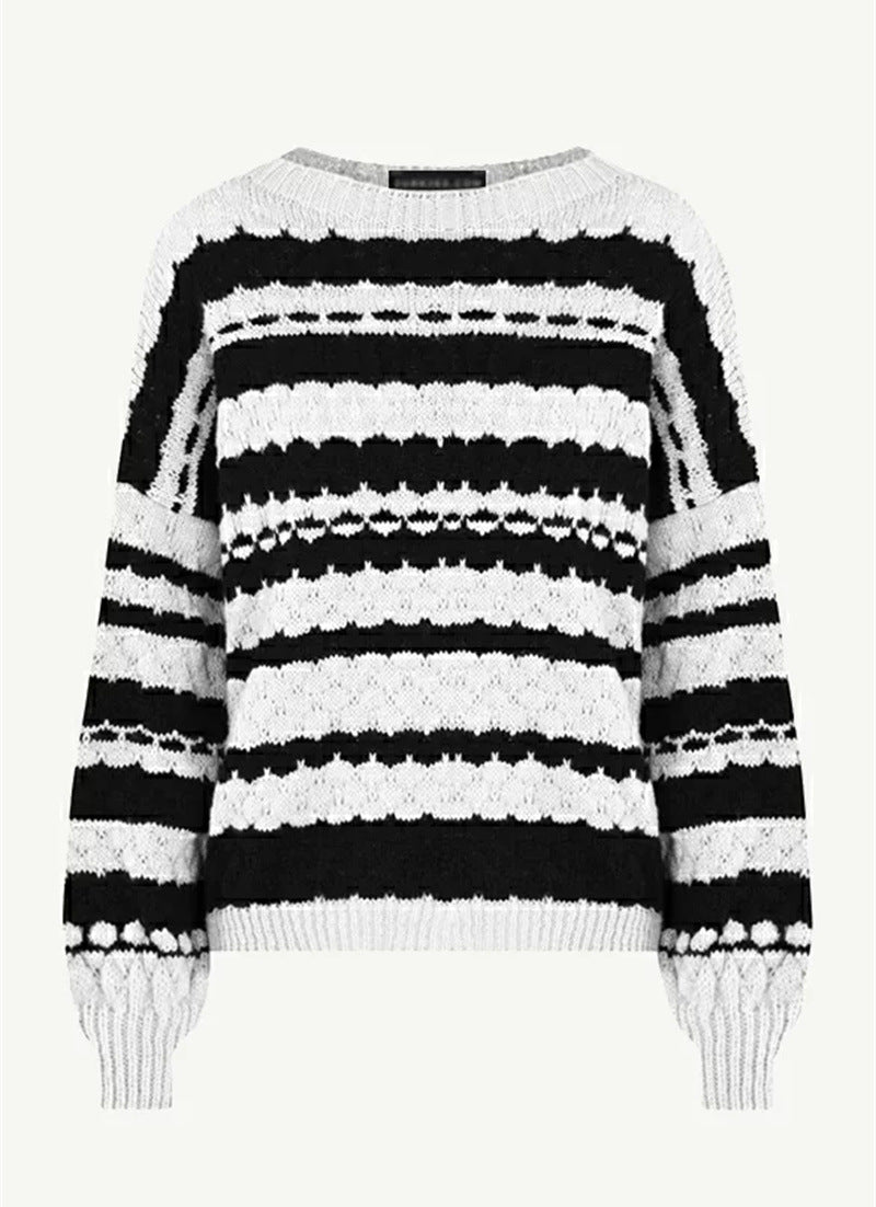 Damen Grobstrickpullover Modernes Muster Locker Ärmel Norvielle