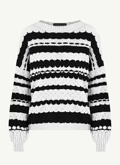 Damen Grobstrickpullover Modernes Muster Locker Ärmel Norvielle