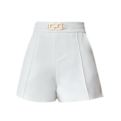 Damen Shorts Hochtailliert Dekorativer Gürtel