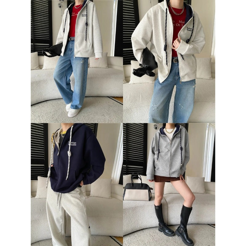 Damen Kapuzenpullover mit Reißverschluss und Taschen Norvielle