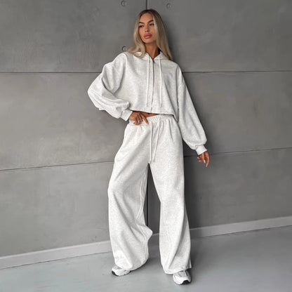 Damen Cropped Hoodie und Jogginghose Bequem Norvielle