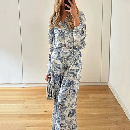 Damen Zweiteiliges Set Weites Design Floralmuster