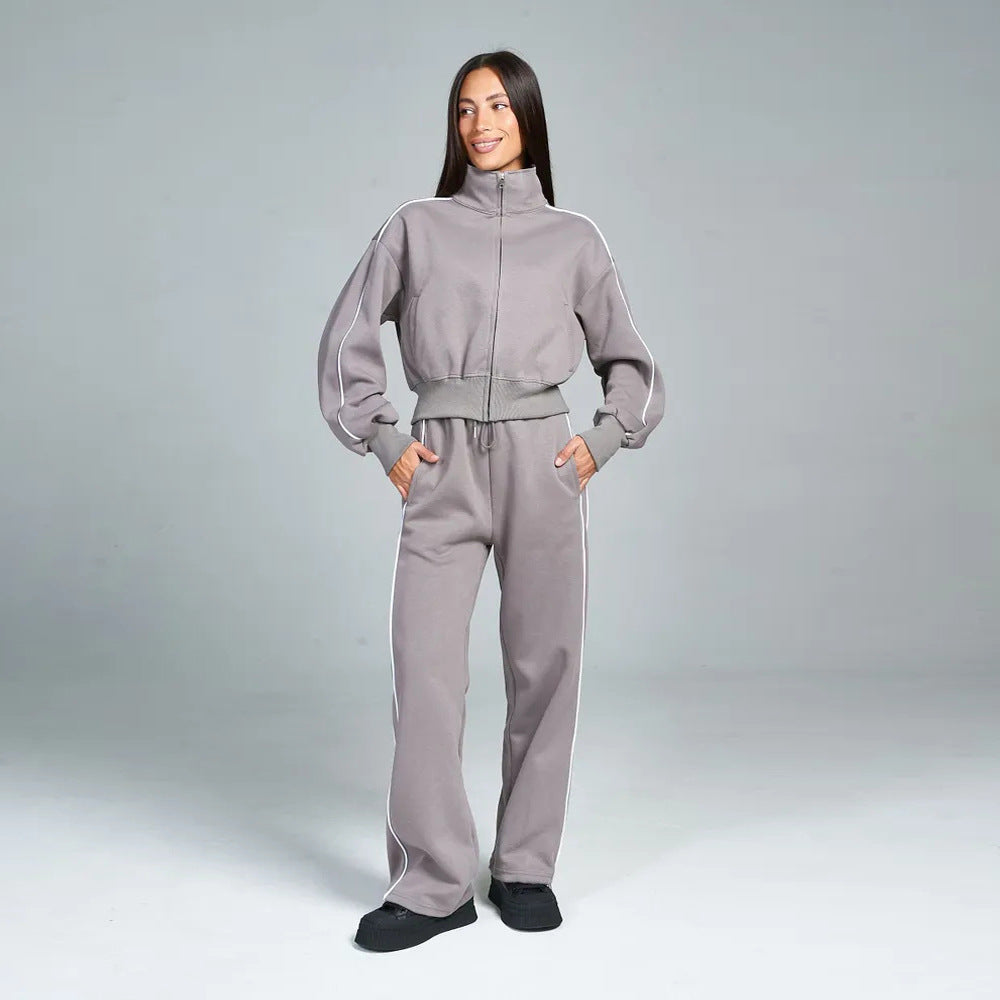 Damen Sportset Stehkragen Reißverschlusstaschen Norvielle