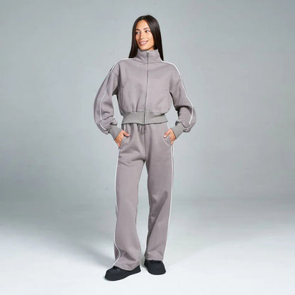 Damen Sportset Stehkragen Reißverschlusstaschen Norvielle