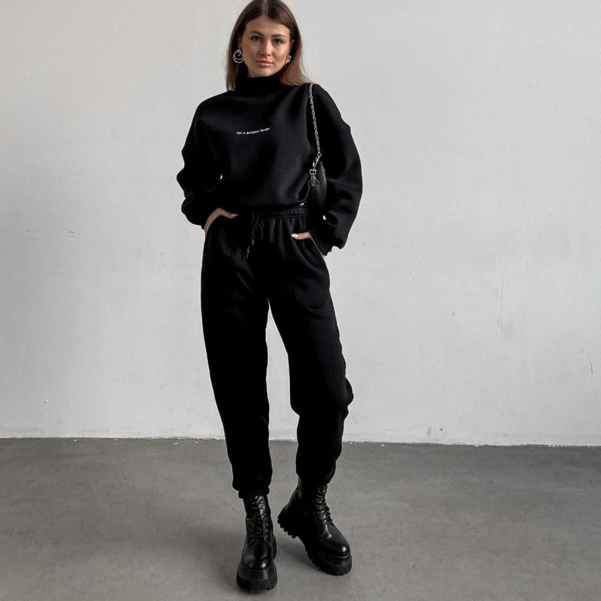 Damen Freizeitanzug-Set Hochkragen Elegantes Design