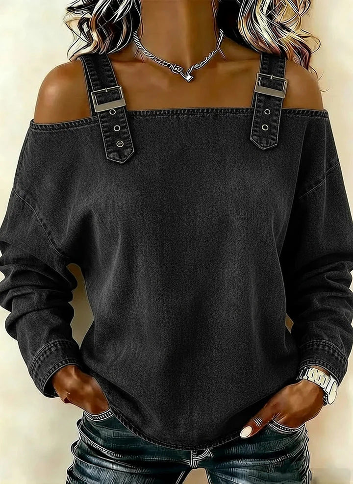 Damen Sweatshirt Dekorative Schulterdetails Norvielle