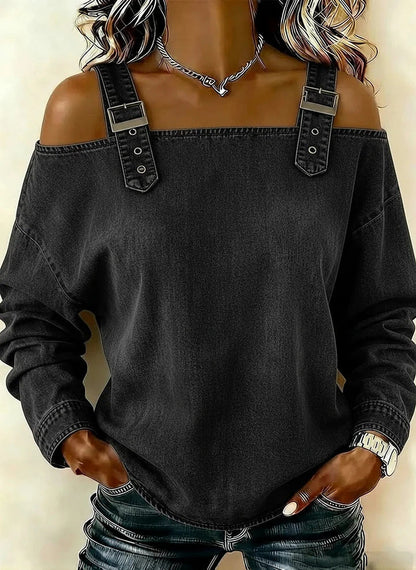 Damen Sweatshirt Dekorative Schulterdetails Norvielle