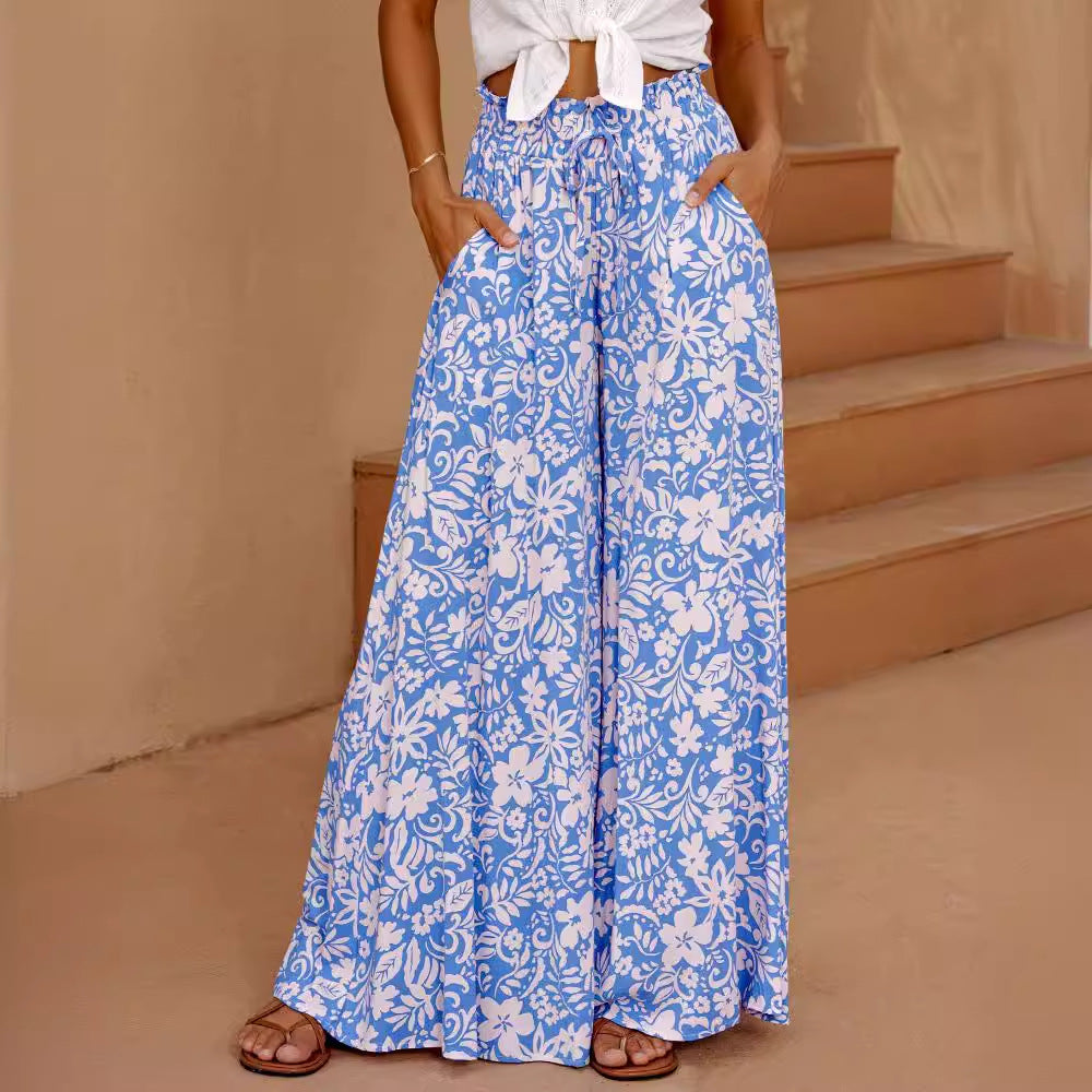 Damen Maxikleid Bunt Geometrisch Hochgeschlitzt Lang