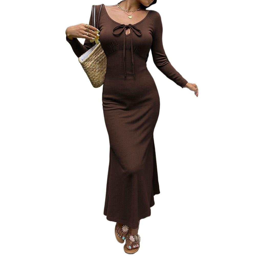 Damen Maxikleid mit Schnürdetail Figurbetonter Stoff Norvielle