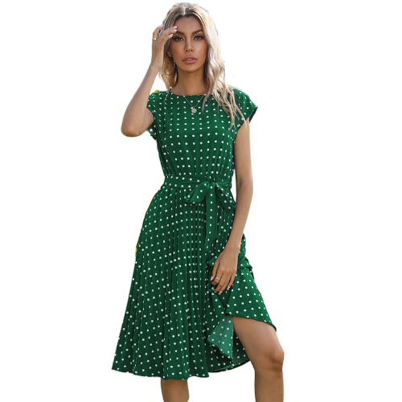 Damen Midi-Kleid Taillierbarer Gürtel Punkte Norvielle