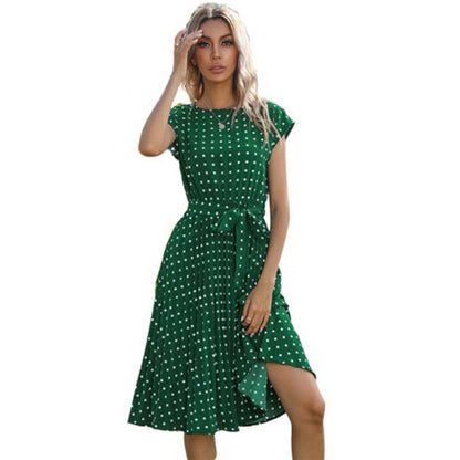 Damen Midi-Kleid Taillierbarer Gürtel Punkte Norvielle