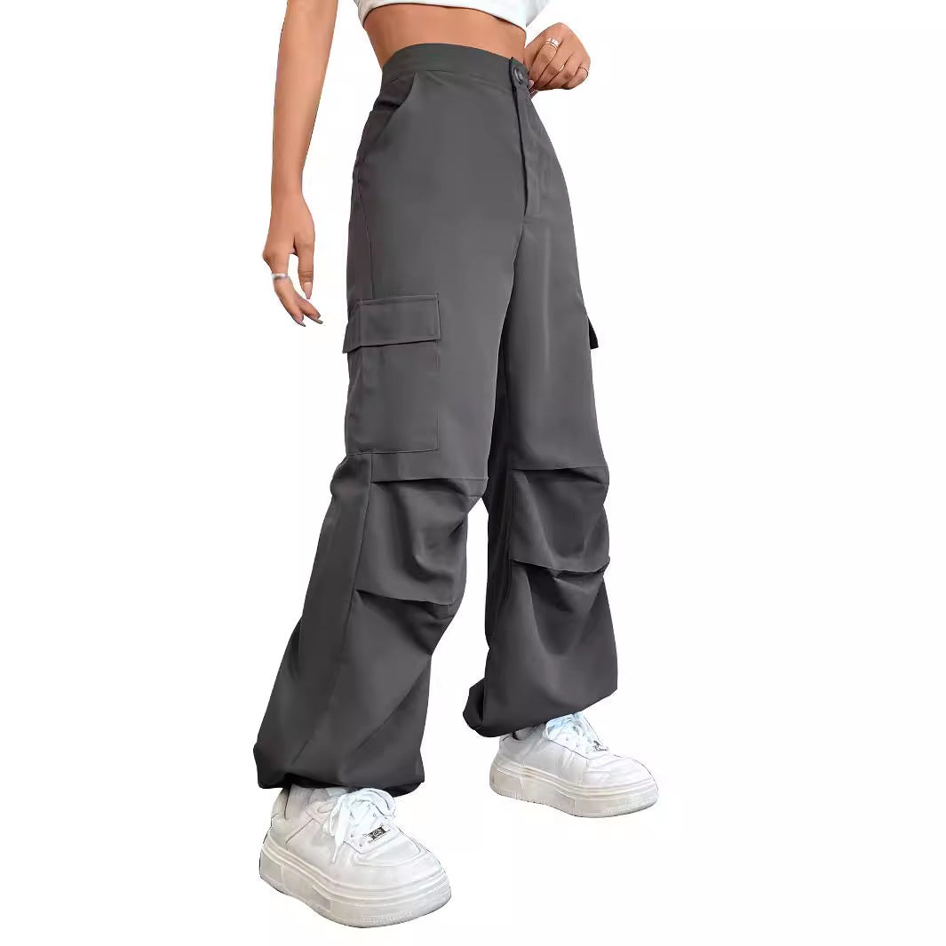 Damen Cargo-Hose Hochbund Seitentaschen Norvielle