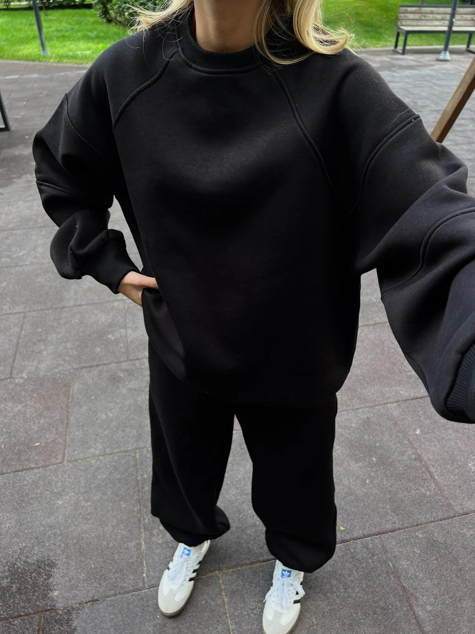 Damen Sweat-Outfit Weites Oberteil Komfortable Hosen
