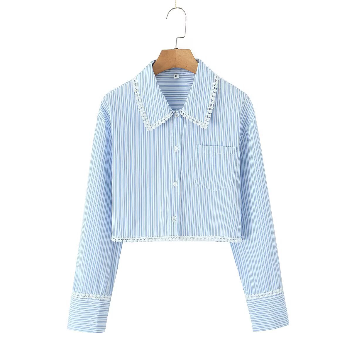 Damen Bluse Spitzenakzent Cropped Norvielle - Norvielle