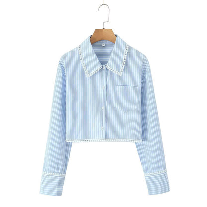 Damen Bluse Spitzenakzent Cropped Norvielle - Norvielle