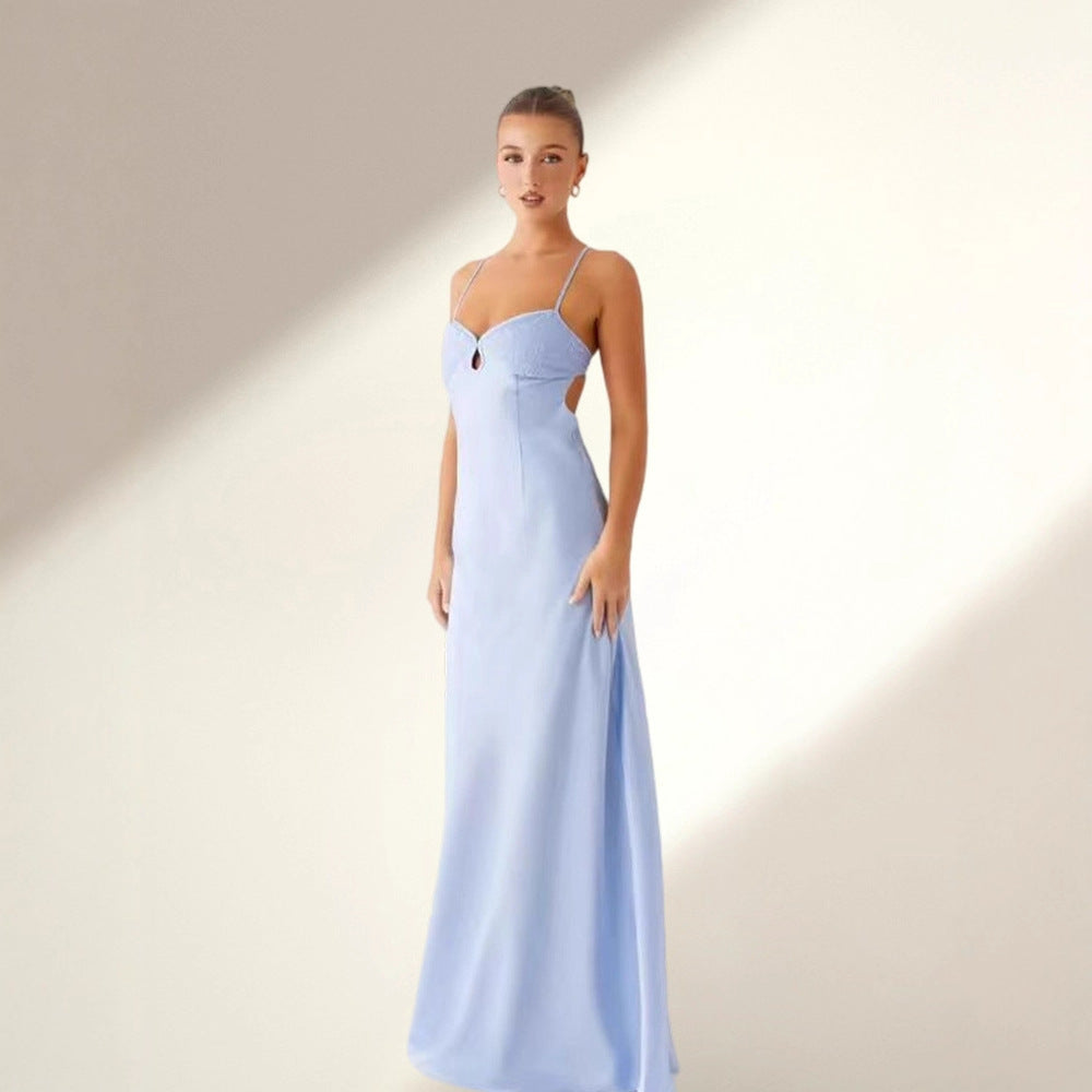 Damen Abendkleid Spaghettiträger Elegant Schlitz Norvielle