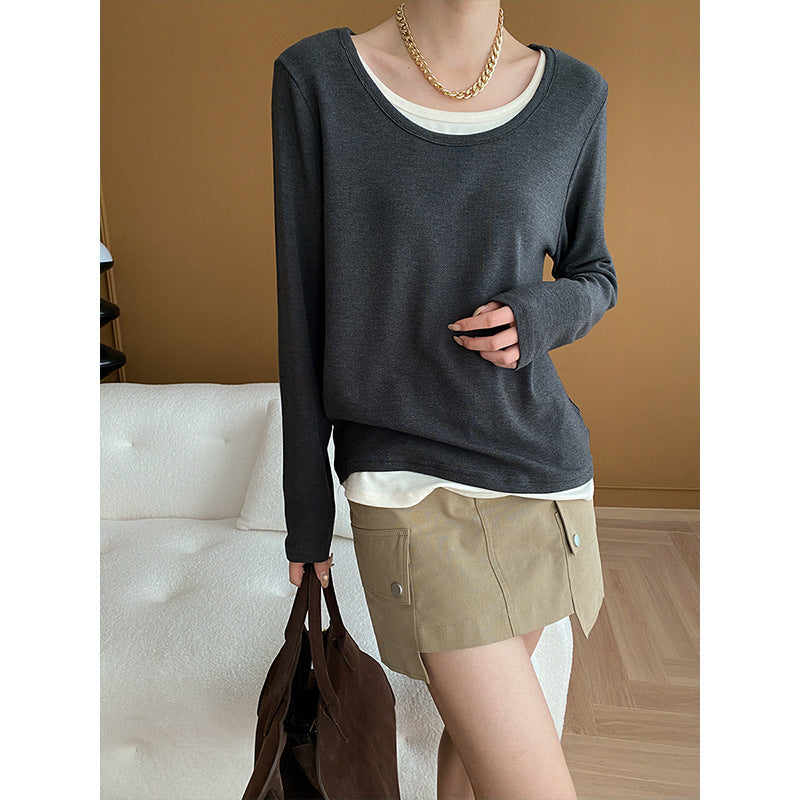 Damen Langarmshirt Weiter Halsausschnitt Norvielle - Norvielle