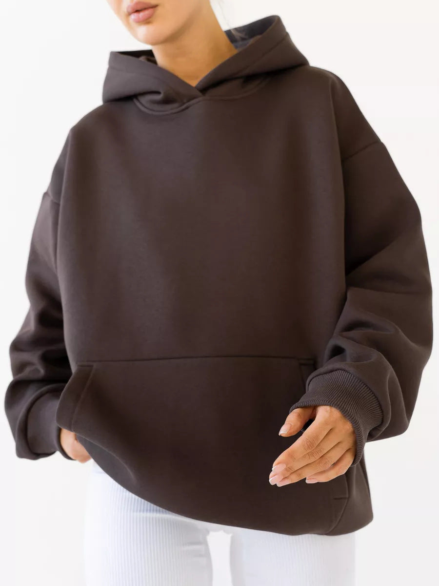 Damen Oversize Kapuzenpullover Baumwollmix