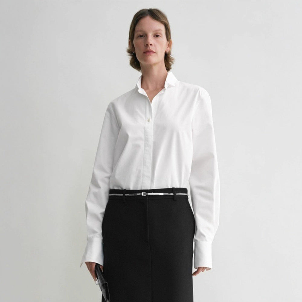 Damen Bluse Elegante Baumwolle Weiß - Norvielle