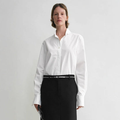 Damen Bluse Elegante Baumwolle Weiß - Norvielle