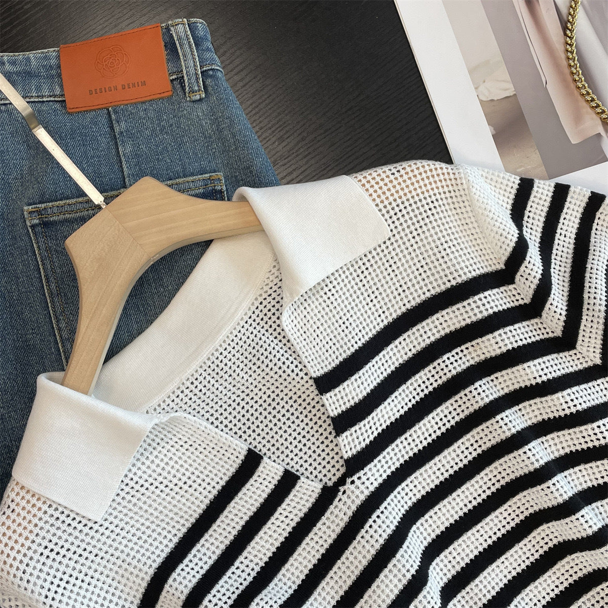 Damen Stricktop Gestreift Luftig Norvielle