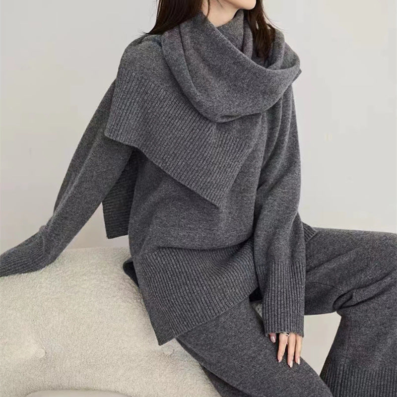 Damen Strickensemble Rundhalsausschnitt Weites Bein Norvielle - Norvielle