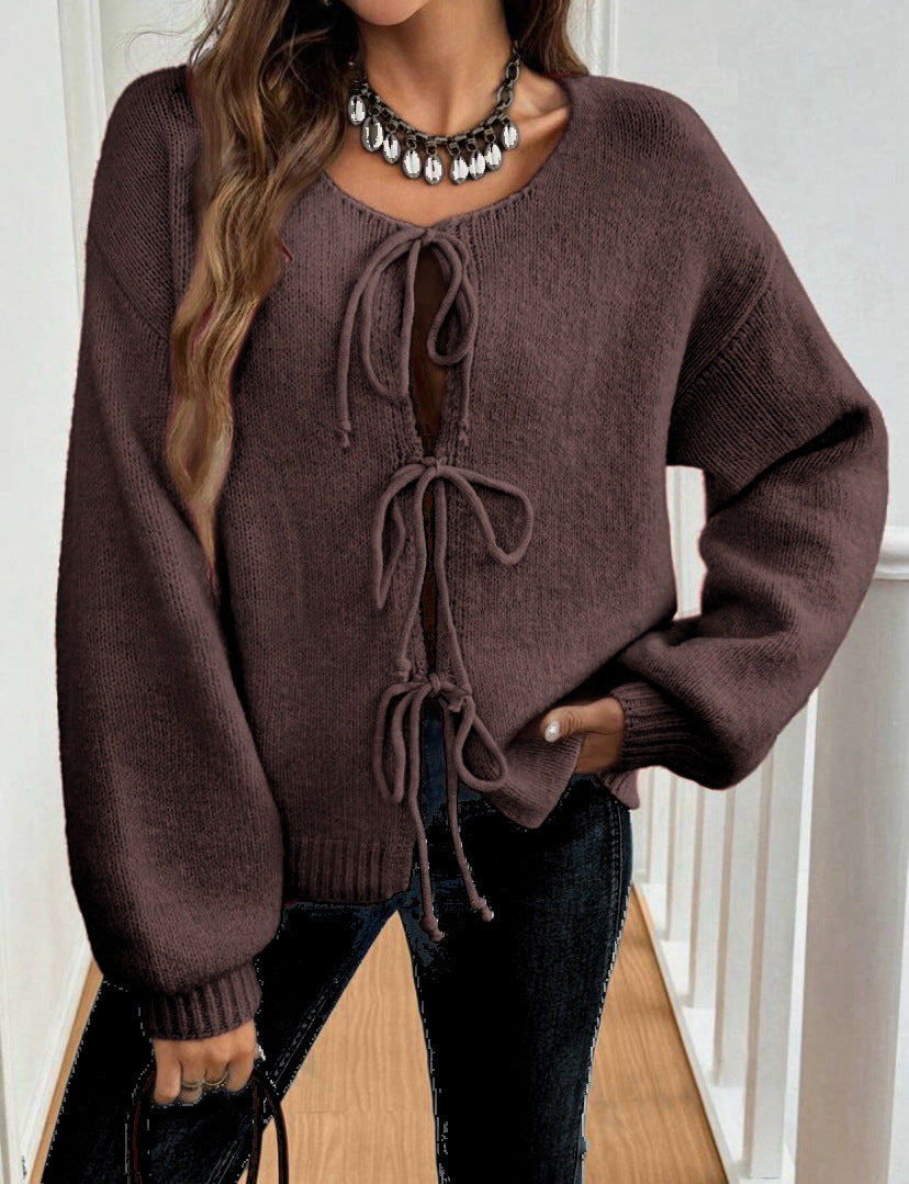 Damen Strickpullover mit Knotendetails