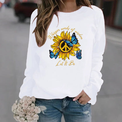 Damen Sweatshirt Sonnenblumen Schmetterling Design