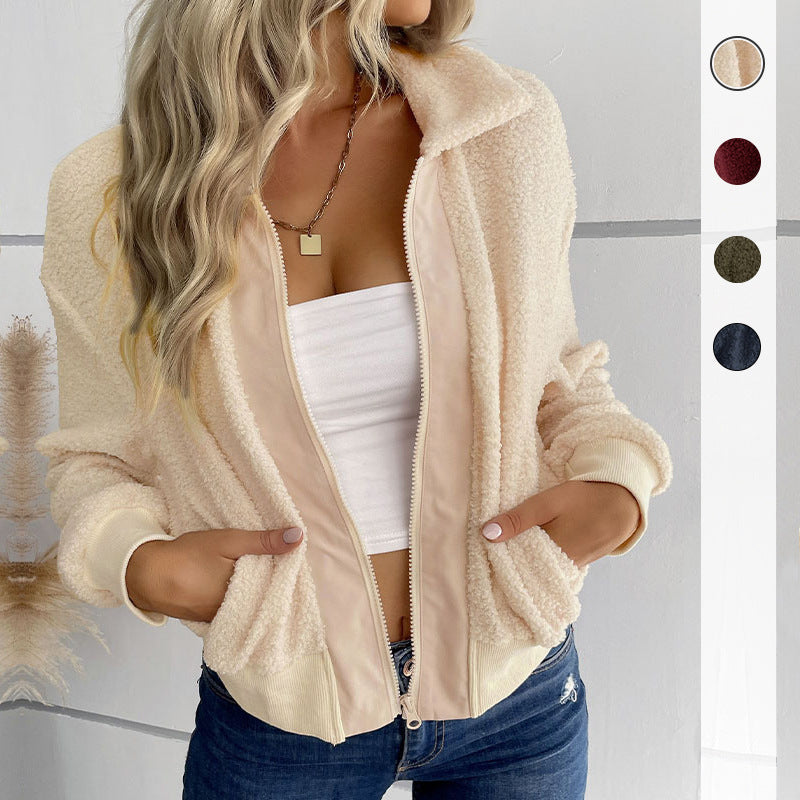 Damen Freizeitjacke Teddyfell Weich Elastisch Schwarz Norvielle - Norvielle