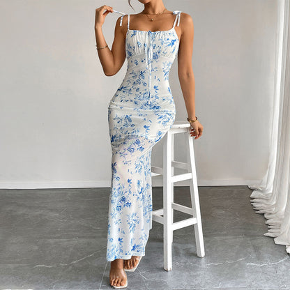 Damen Maxikleid Blumenmuster Rüschendetails Norvielle