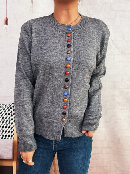 Damen Strickjacke Farbenfroh Mit Knöpfen Norvielle