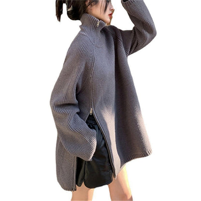 Damen Oversize Strickpullover Stehkragen Norvielle