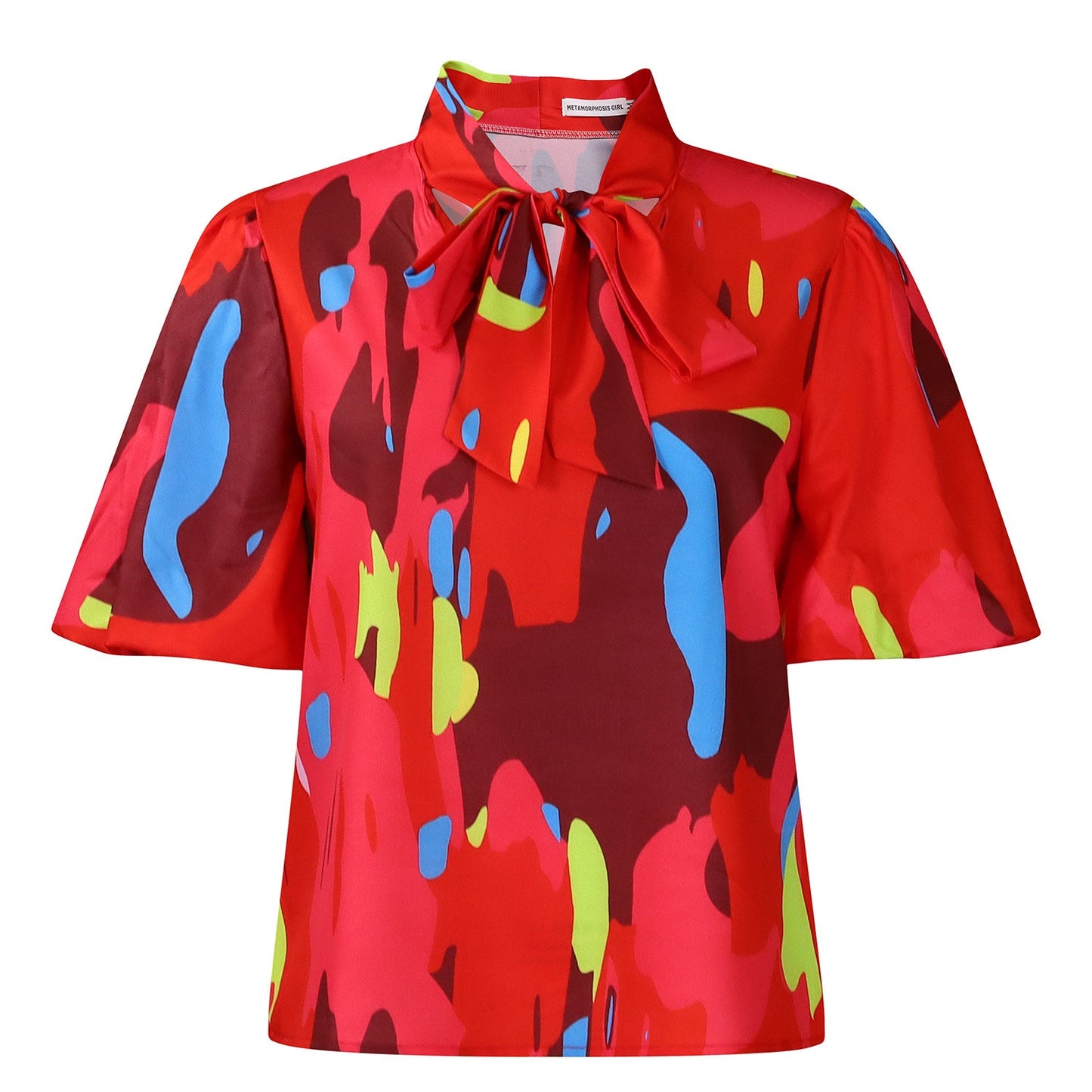 Damen Bluse Eleganter Schleifenkragen Farbenfroh Norvielle