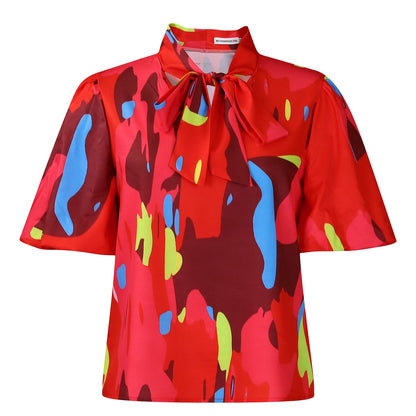 Damen Bluse Eleganter Schleifenkragen Farbenfroh Norvielle