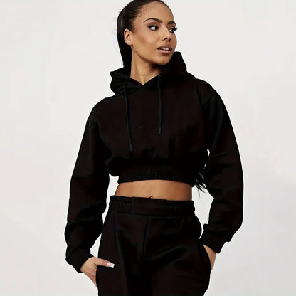 Damen Cropped Sweatanzug Elastischer Bund