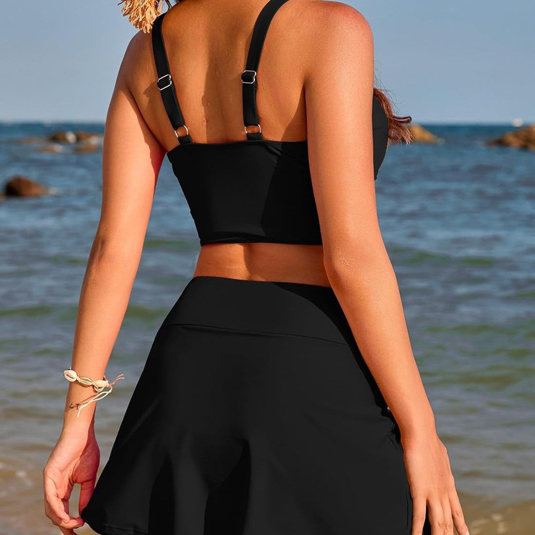 Damen Sport-Bikini-Set Wickeltop und Rock