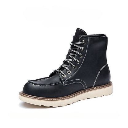 Herren Schnür-Boots dickes Sohle gepolstert schwarz