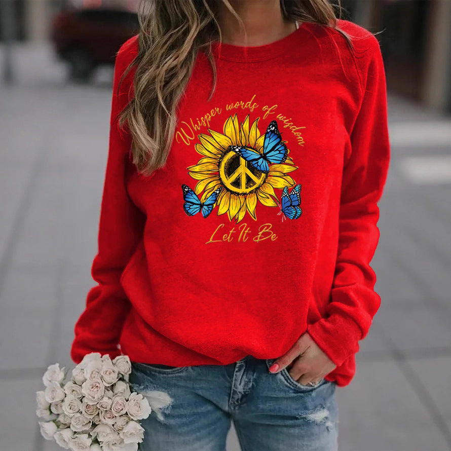 Damen Sweatshirt Sonnenblumen Schmetterling Design