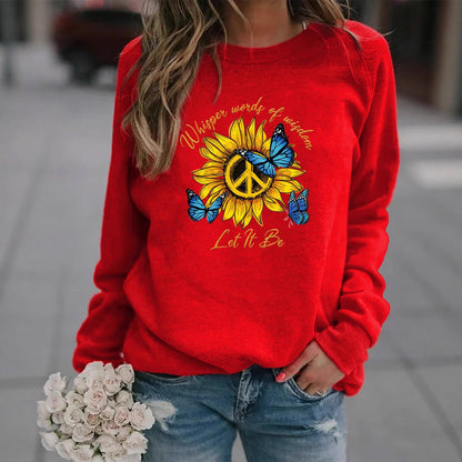 Damen Sweatshirt Sonnenblumen Schmetterling Design