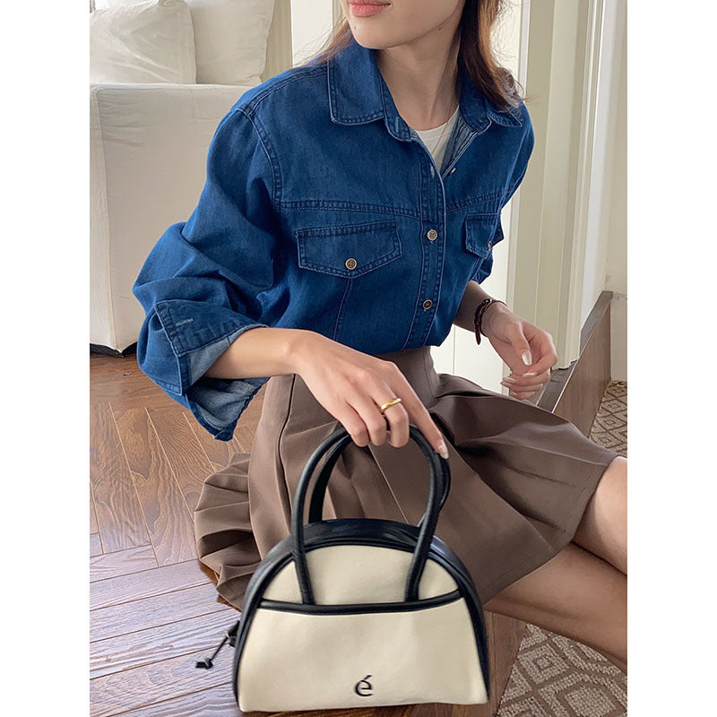 Damen Denim-Hemdjacke mit Taschen